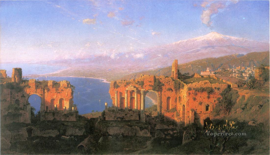 Greek Theater at Taormina scenery Luminism William Stanley Haseltine Oil Paintings